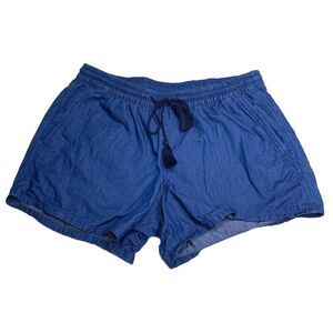 Old Navy Blue Chambray Shorts Pull On Sz XS 100% Cotton Drawstring Womens